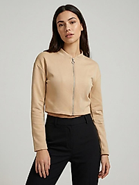 Scuba Fermuarlı Crop Ceket