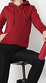 Kapüşonlu Bordo Sweatshirt