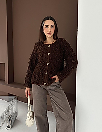 Püsküllü Kahverengi Hırka